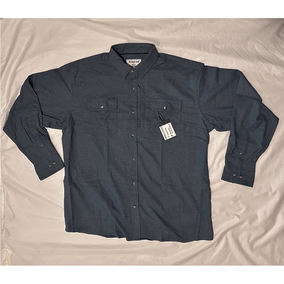 Poncho Long Sleeve Blue magnetic  Button Down shirt 2XL - Picture 6 of 11